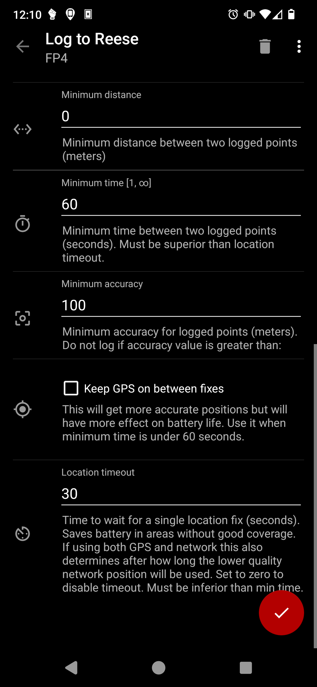 PhoneTrack Working Settings